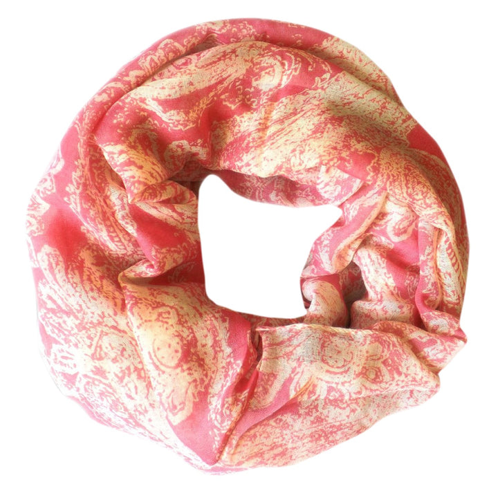 Sunflower Print Floral Infinity Loop Scarf Pink