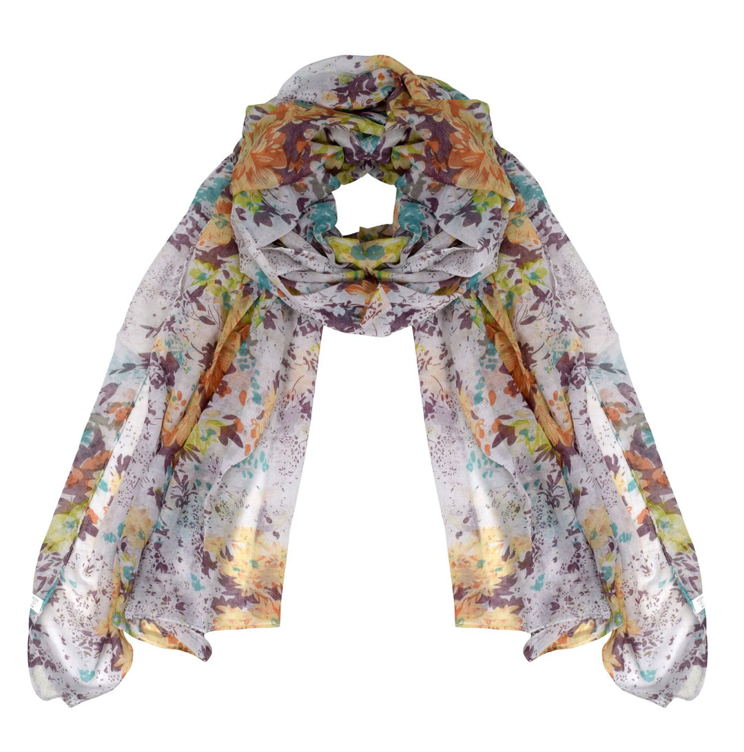 Peach Couture Womens Summer Fashion Hibiscus Floral Lightweight Scarf Orange