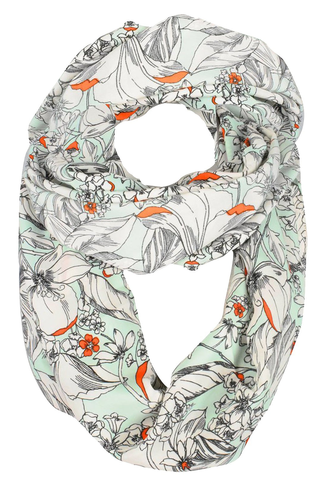 Peach Couture Exclusive Vintage Floral Prints Infinity Loop Scarves Light Scarf Mint