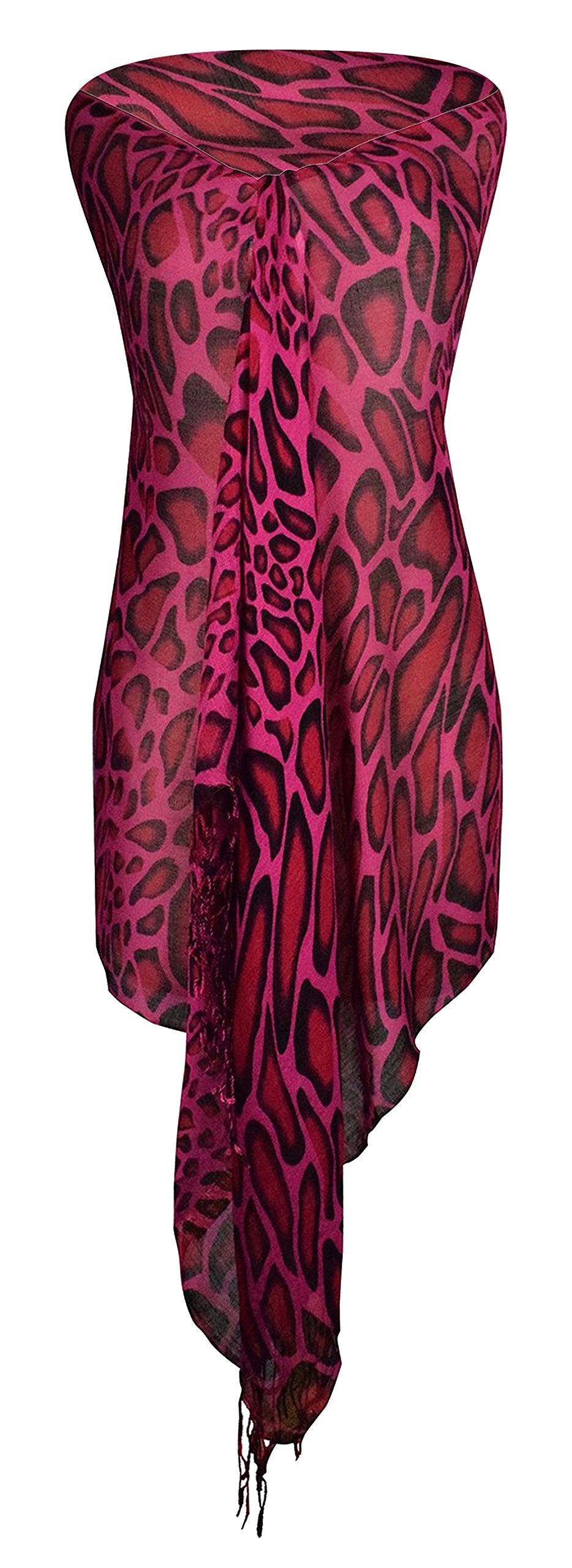 Peach Couture Stylish & Lightweight Giraffe Print Pashmina Scarf/shawl/wrap (Fuchsia)