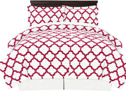 Home Collection Premium Quality Ultra Soft Reversible Fretwork Print Elegant Comforter Bed in Bag 8 Piece Set with Alternative Pillow Shams and Pillowcases Burgundy, Queen
