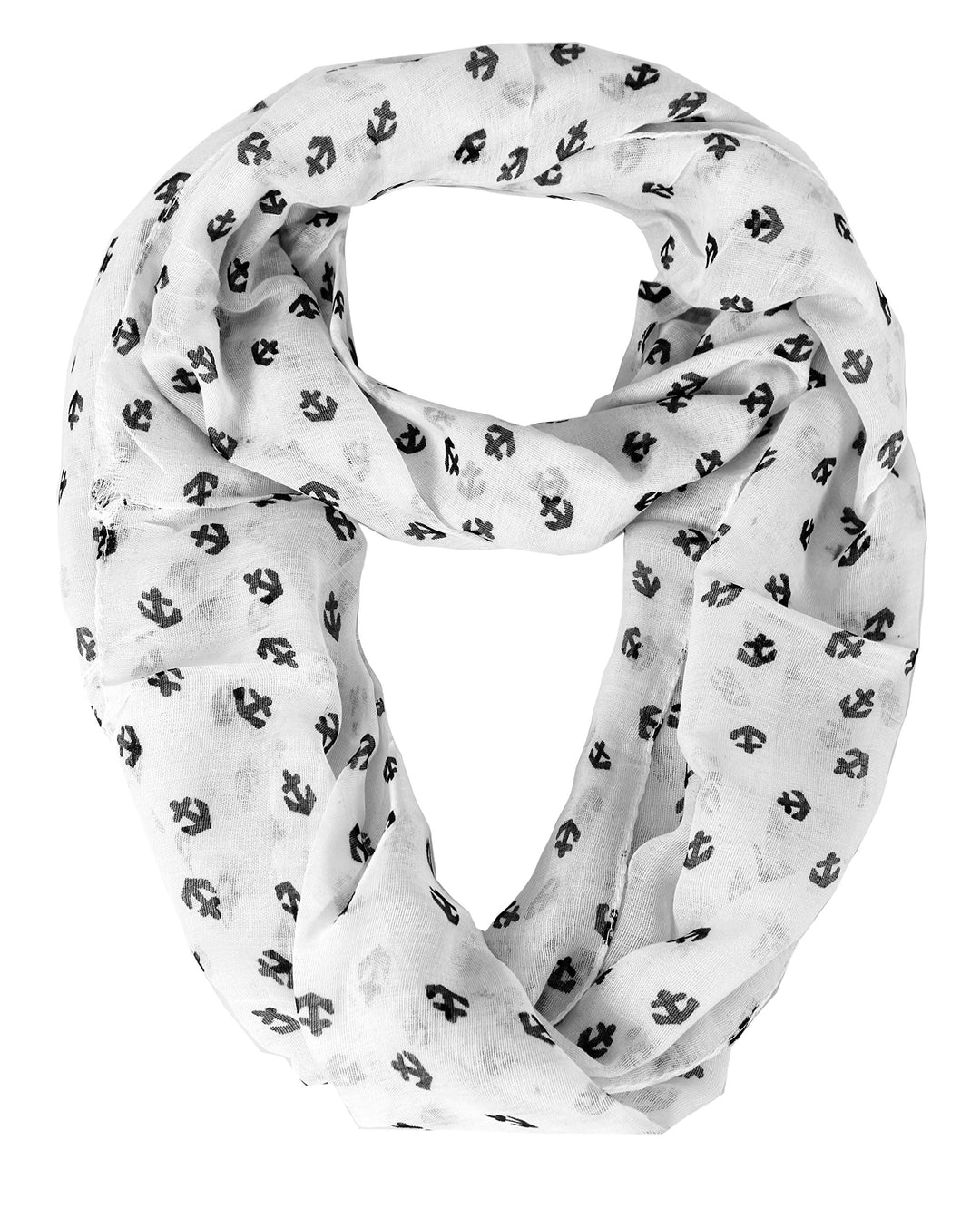 Peach Couture Anchor Print Cute Trendy All season Infinity Loop Scarves White