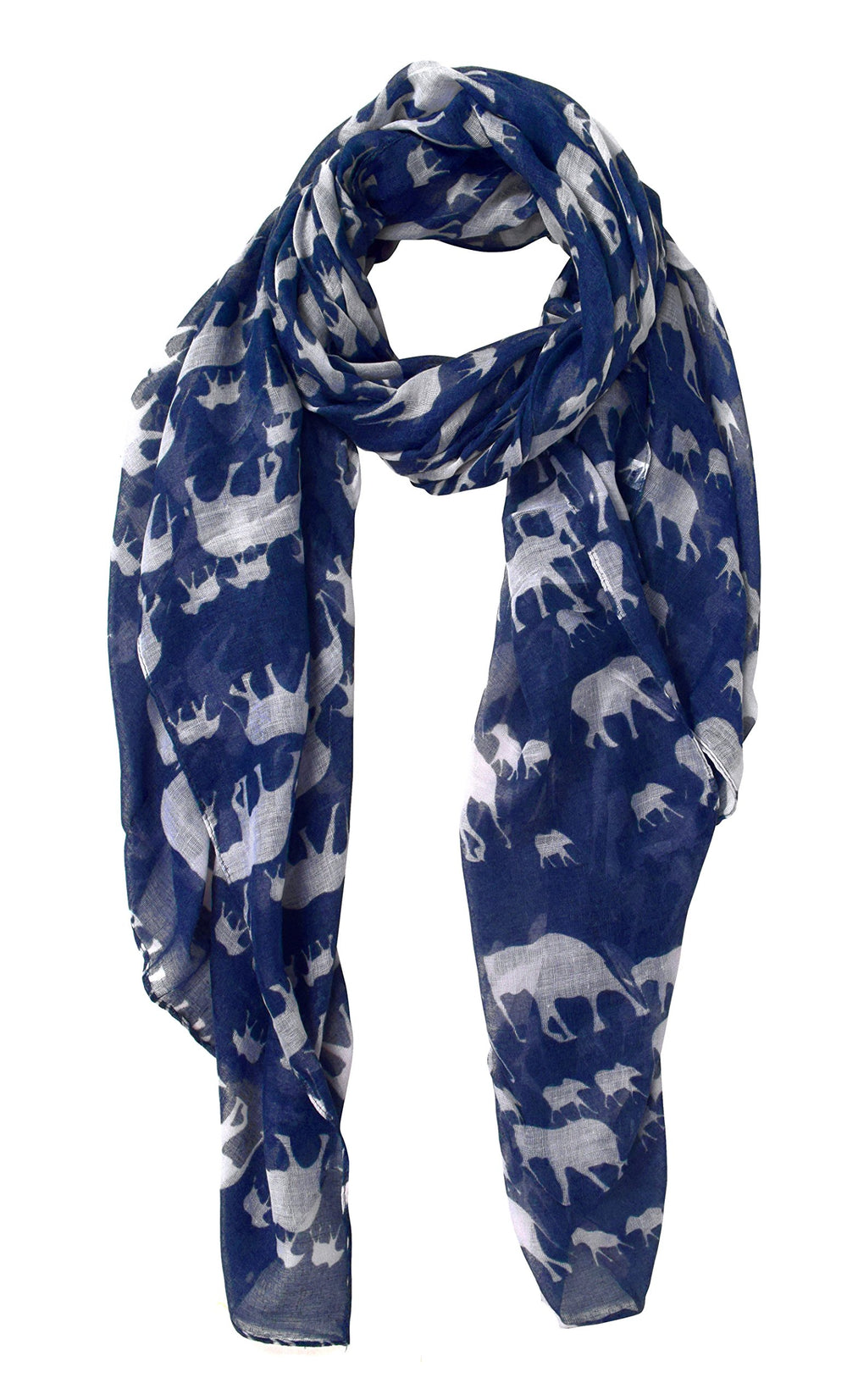 Chic trendy lightweight animal print elephant wrap scarf shawl in blue