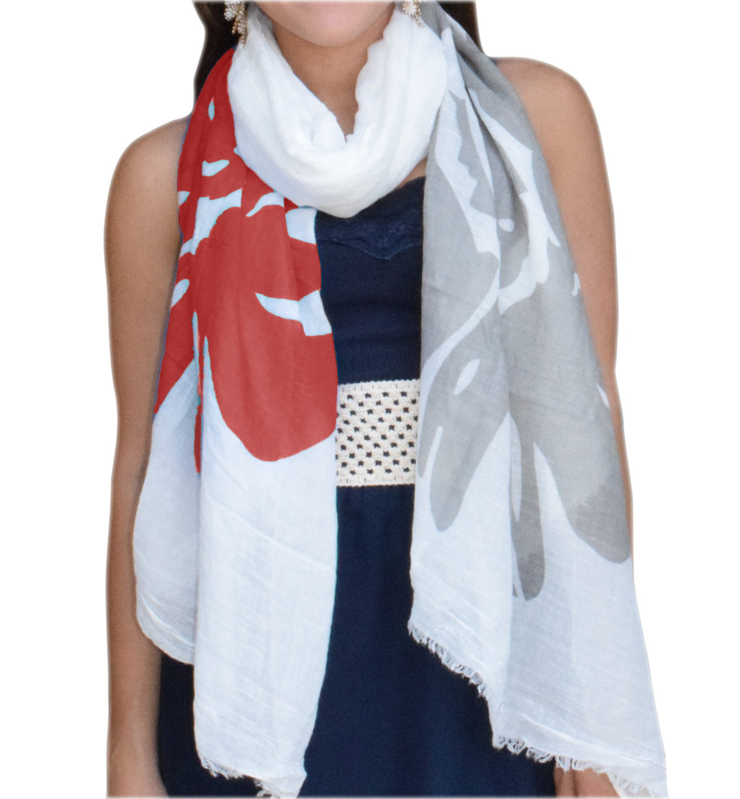 Peach Couture Classic faded nature tree floral boho fringe scarf shawl wrap Coral Flower