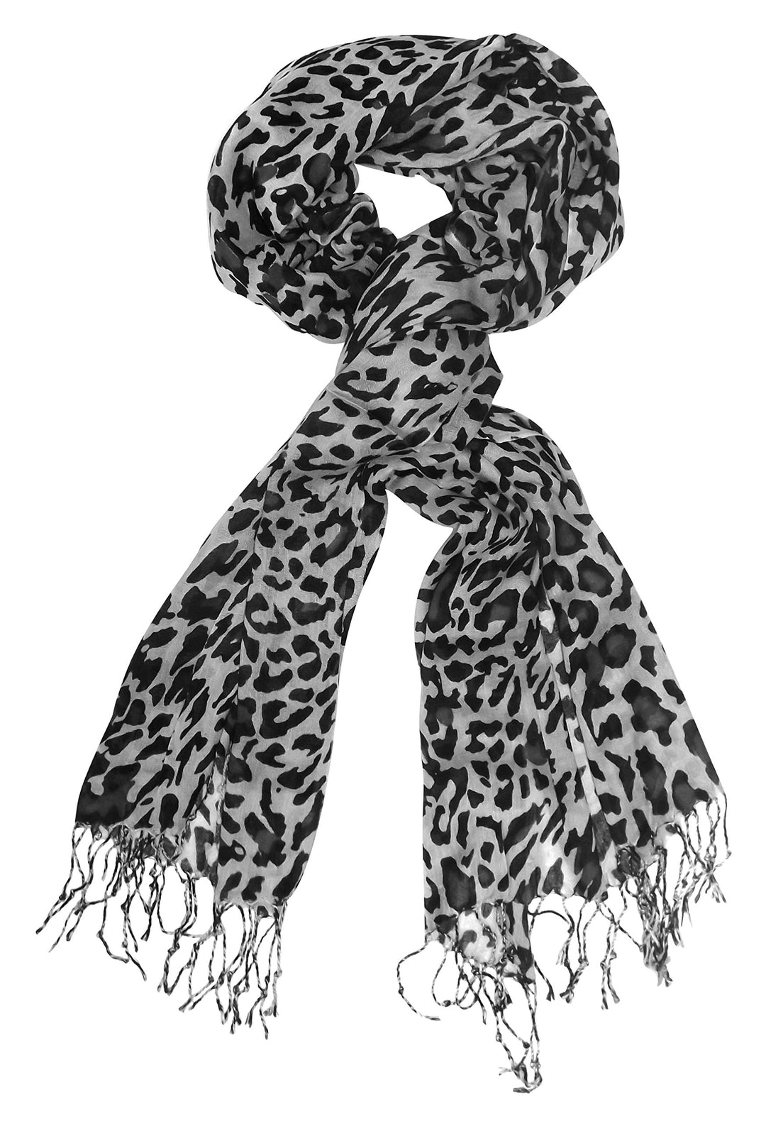 Peach Couture Beautiful Soft and Silky Leopard Print Pashmina Shawl Scarves Grey
