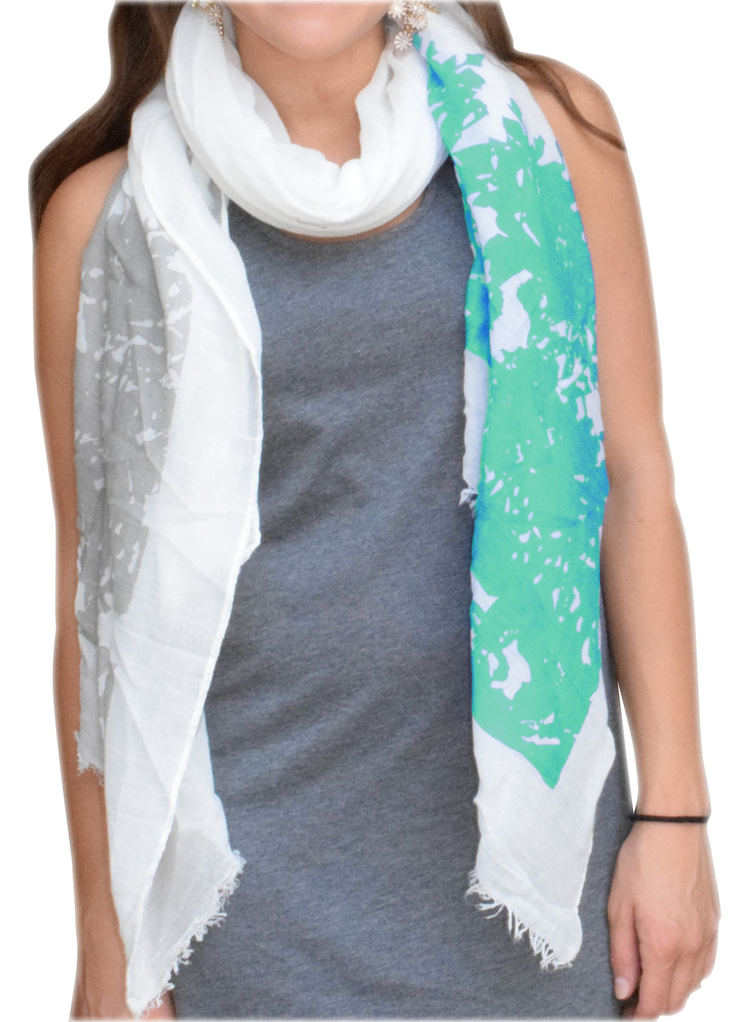 Peach Couture Classic faded nature tree floral boho fringe scarf shawl wrap Mint Tree
