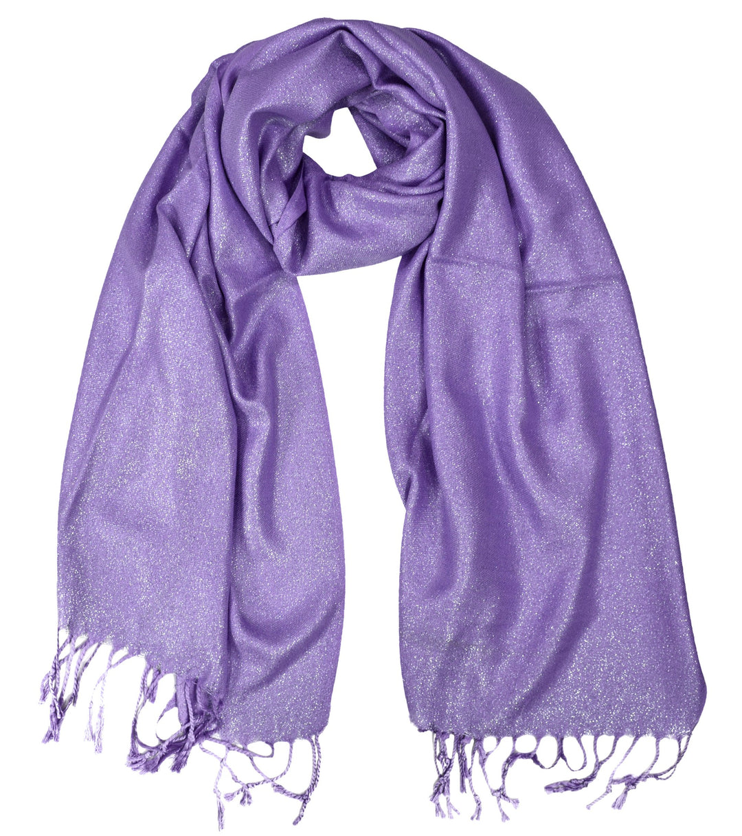 Peach Couture Princess Shimmer Scarf Pashmina Shawl with Fringes Purple