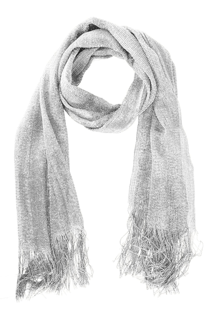 Reversible metallic paisley pashmina shawl with intricate patterns and fringe edges