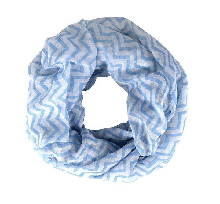 Chevron Zig Zag Pattern Chic Lightweight Sheer Infinity Loop Scarf (Baby Blue 19X32)