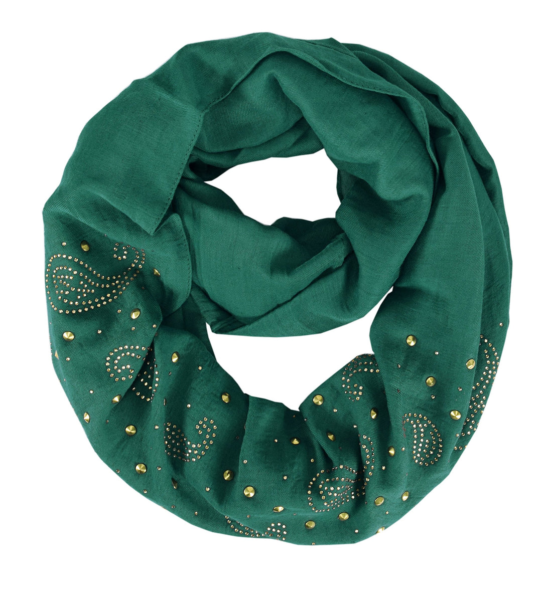Peach Couture Vintage Embellished Paisley Sequin Infinity Scarf Circle Loop Teal