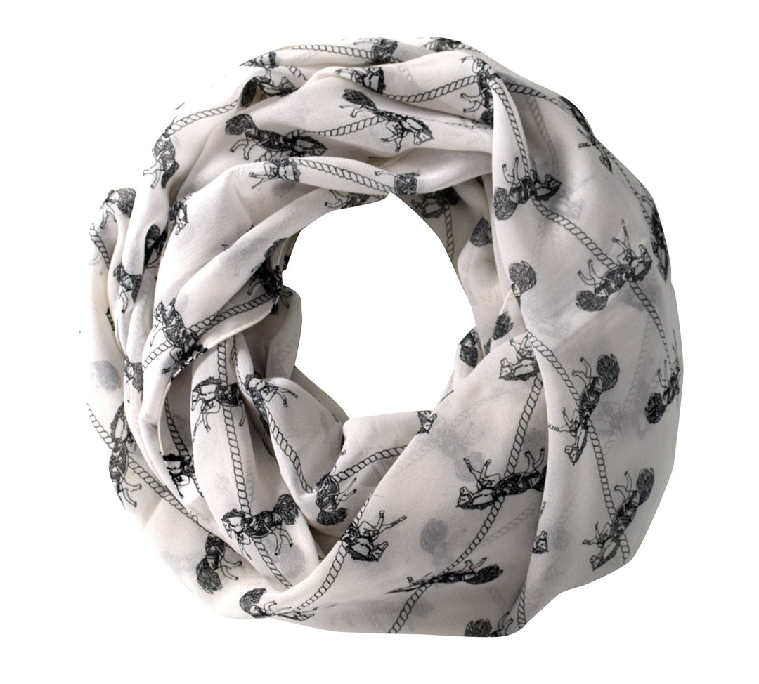 Peach Couture Funky Abstract Print Light Weight Infinity Loop Scarves White Horse