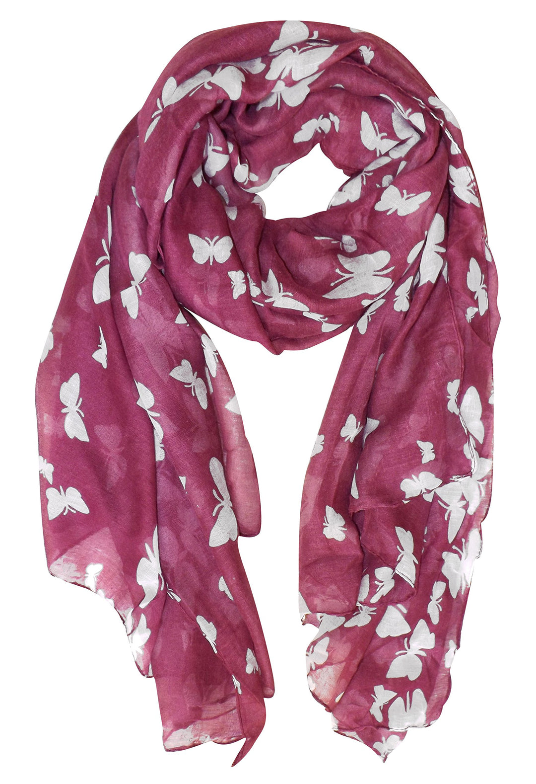 Peach Couture Hair Scarves Colorful Pretty Butterfly Print Long Scarf Shawl Wrap Plum