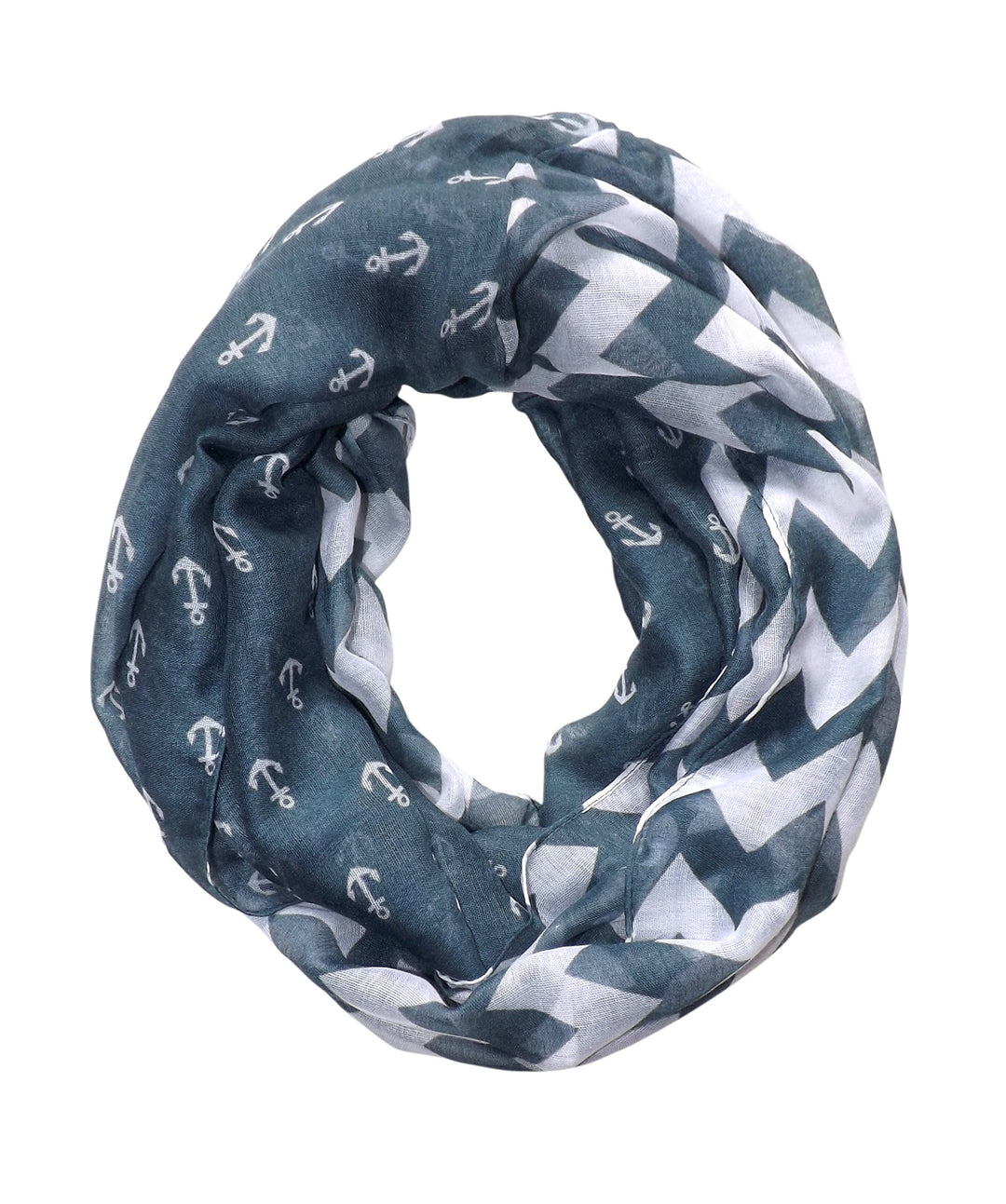 Peach Couture All season Infinity Loop Scarves Chevron Anchor Print Grey