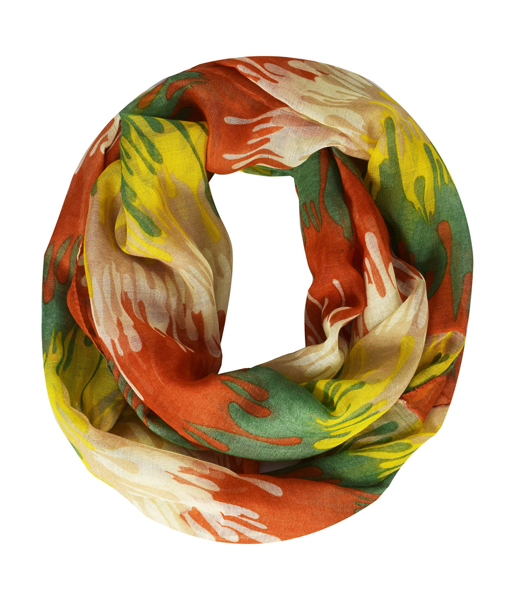 Trendy Abstract Multicolored Paint Design Infinity Loop Scarf wrap (Orange)