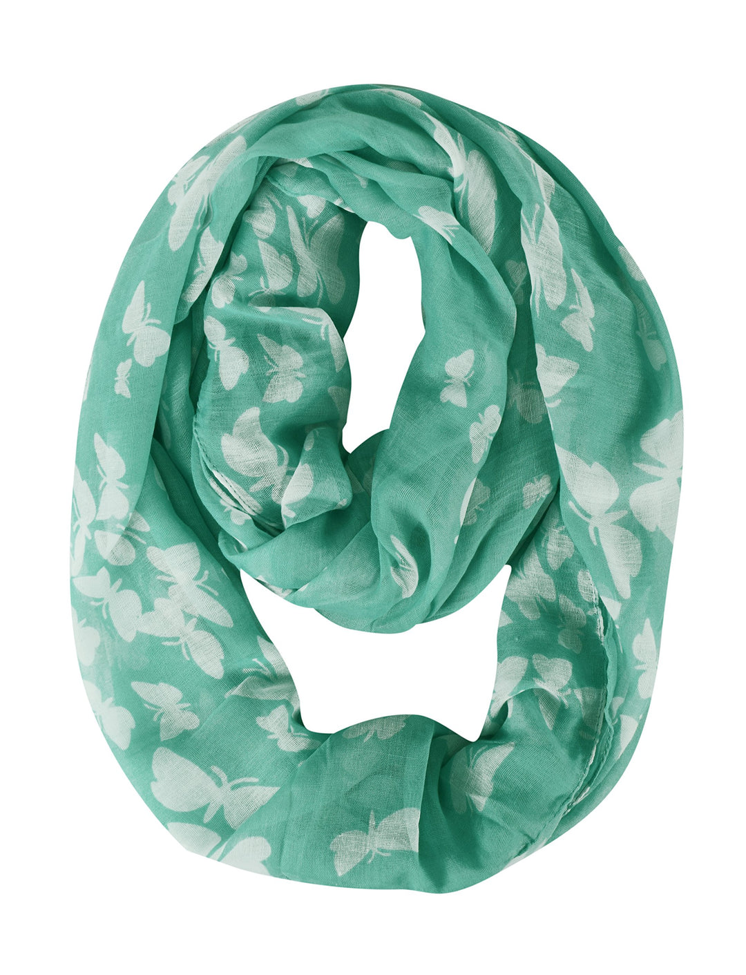 Peach Couture Vintage Scarf Womens Butterfly Scarf Sheer Infinity Scarf Circle Scarf Green White Loop