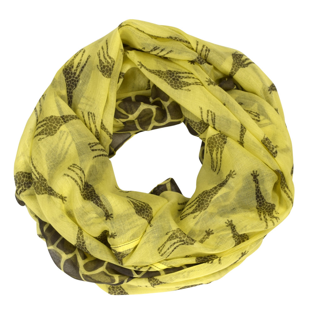 Retro neon animal print infinity loop scarf in light yellow