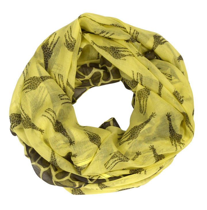 Retro neon animal print infinity loop scarf in light yellow
