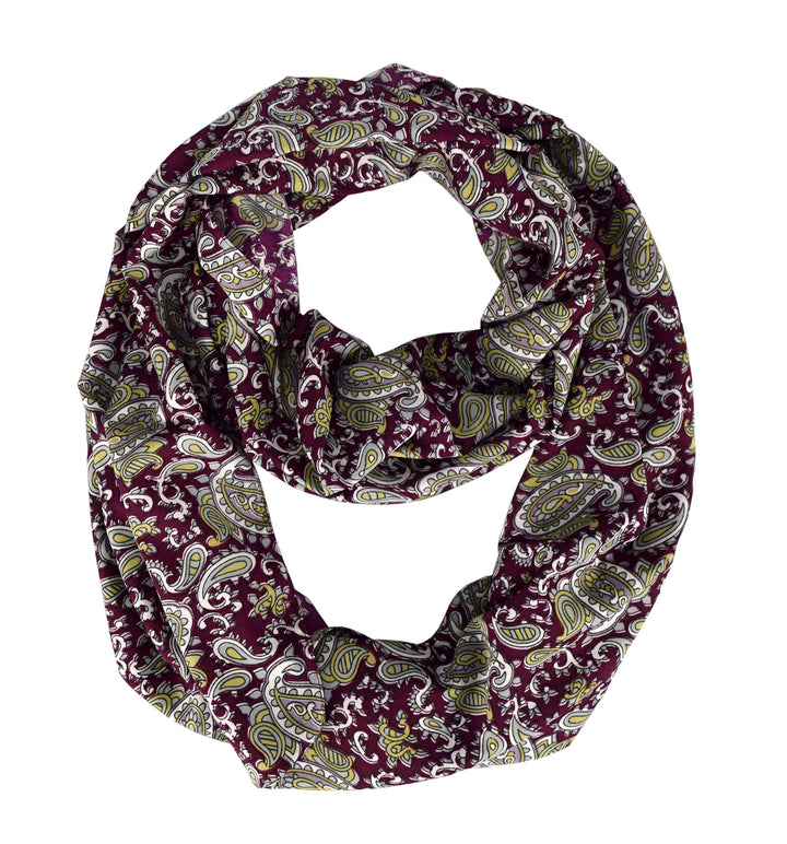 Summer Fashion Graphic Bohemian Paisley Infinity Scarf Maroon