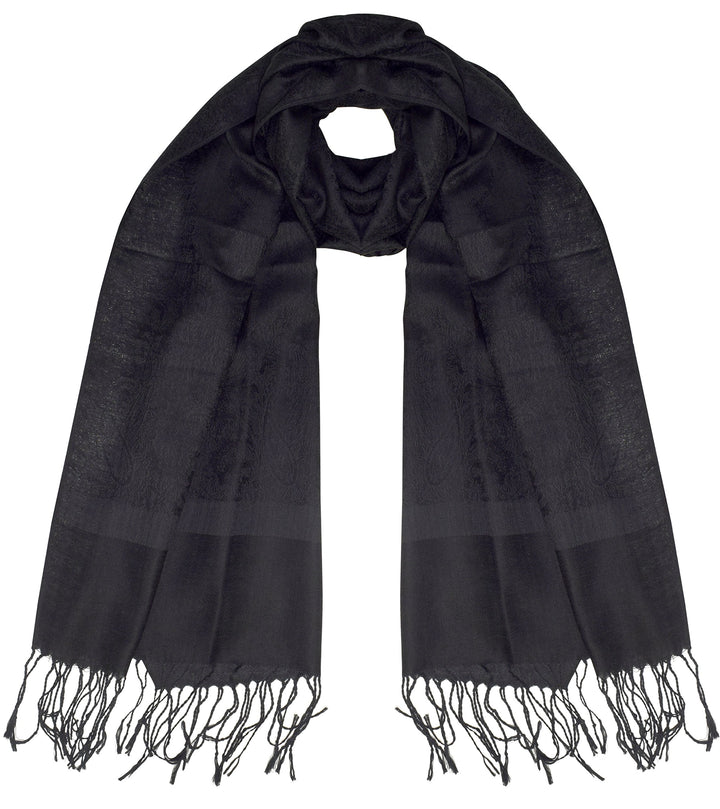 Elegant vintage solid jacquard paisley scarf shawl wrap for women.