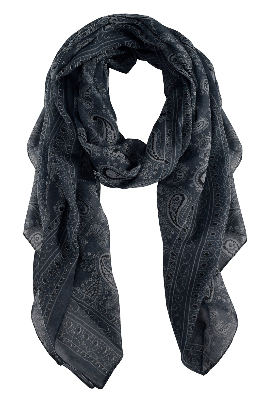 Damask Print Shawls Paisley Design Scarf Wrap Long Scarf Dark Grey Scarf