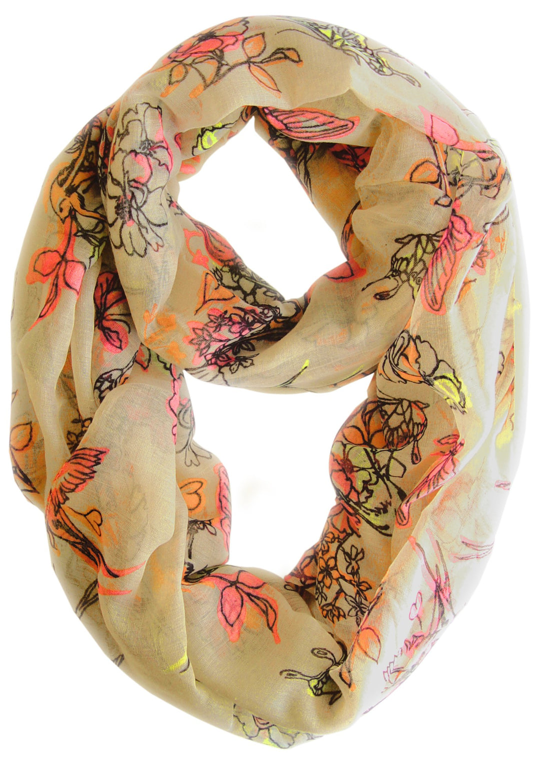 Peach Couture Cheery Blossom Scarf Floral Scarf Flower Print Scarf Infinity Scarf Bright Peach Scarf