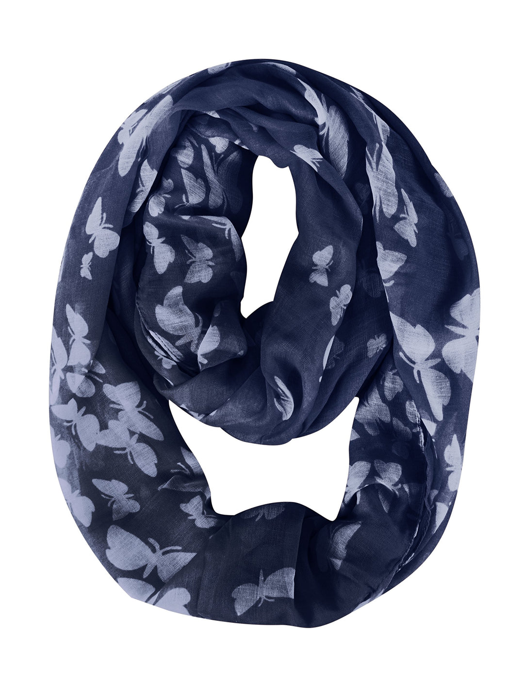 Peach Couture Summer Fashion Butterfly Scarf Sheer Infinity Scarf Circle Scarf Navy White Loop