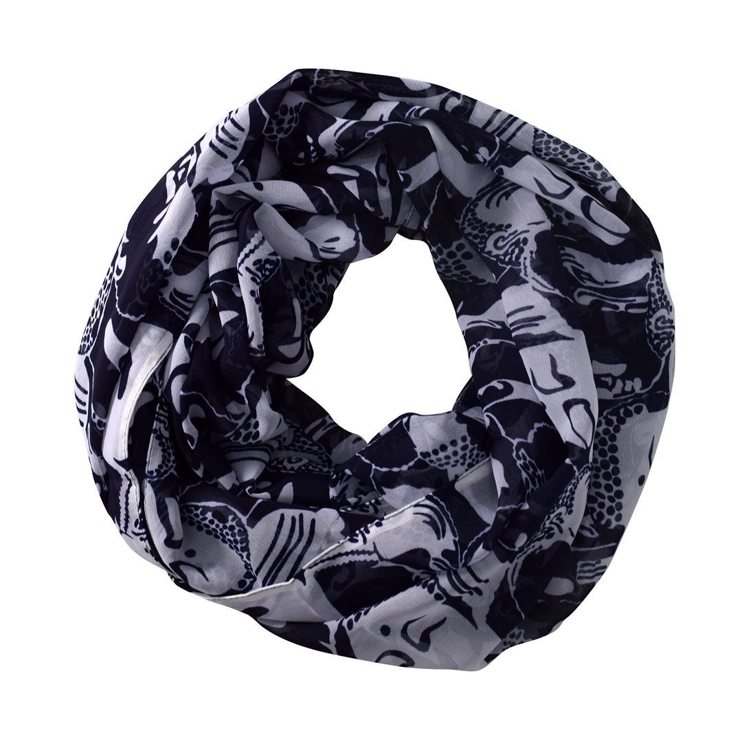 Peach Couture Funky Abstract Print Light Weight Infinity Loop Scarves Navy Buddha