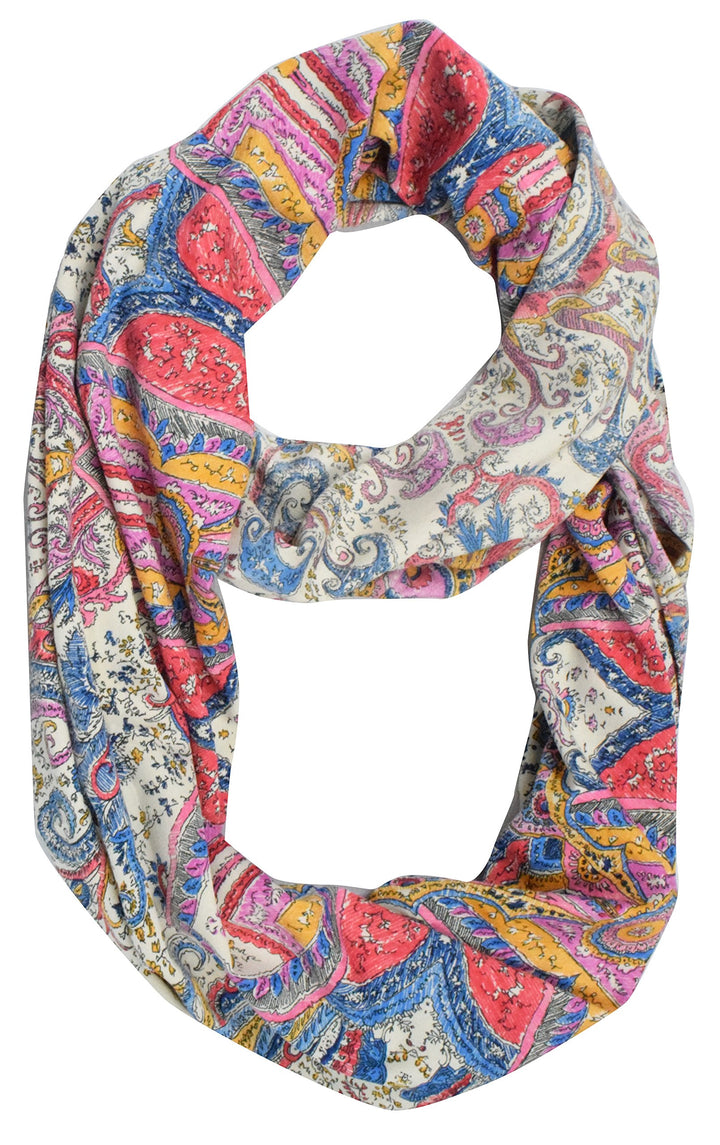 Oil Painting Scarf Graphic Scarf Bohemian Scarf Sketchy Paisley Infinity Scarf Coral Scarf