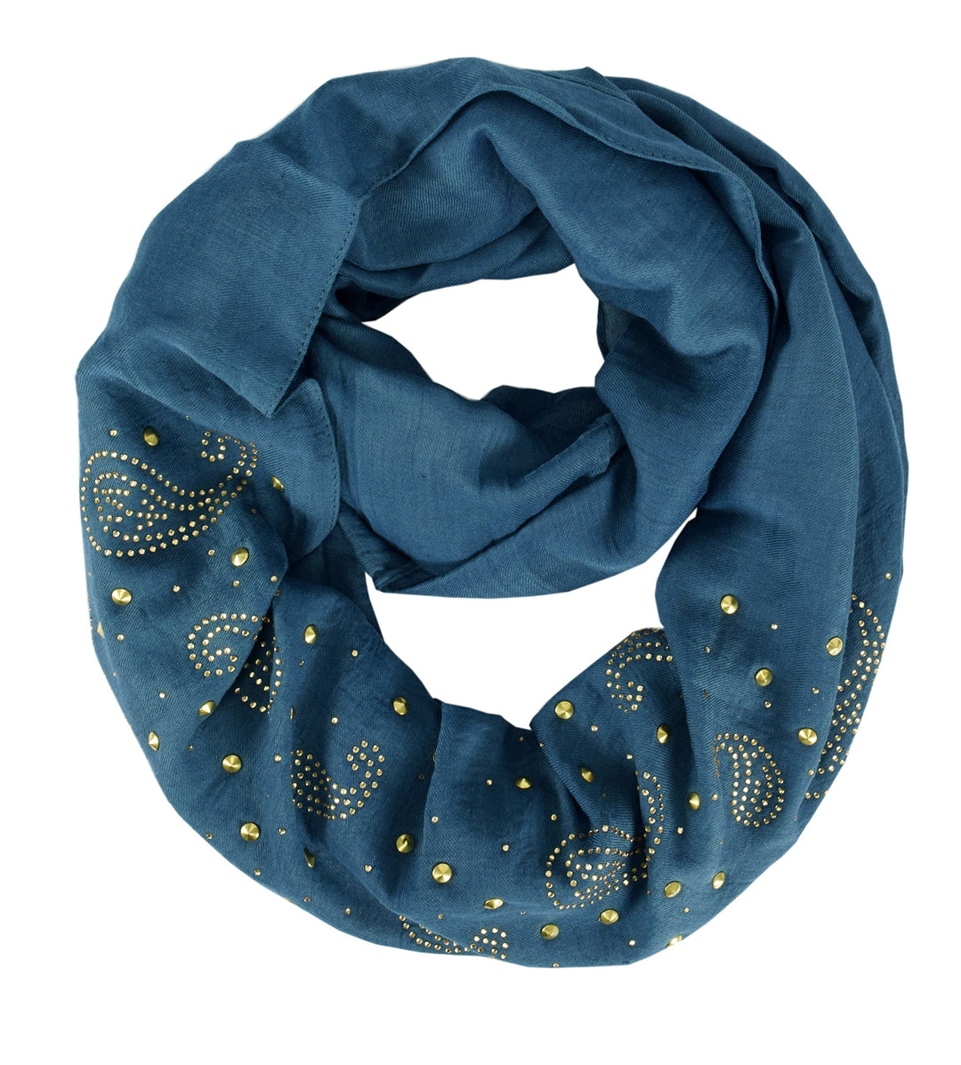 Peach Couture Vintage Embellished Paisley Sequin Infinity Scarf Circle Loop Blue
