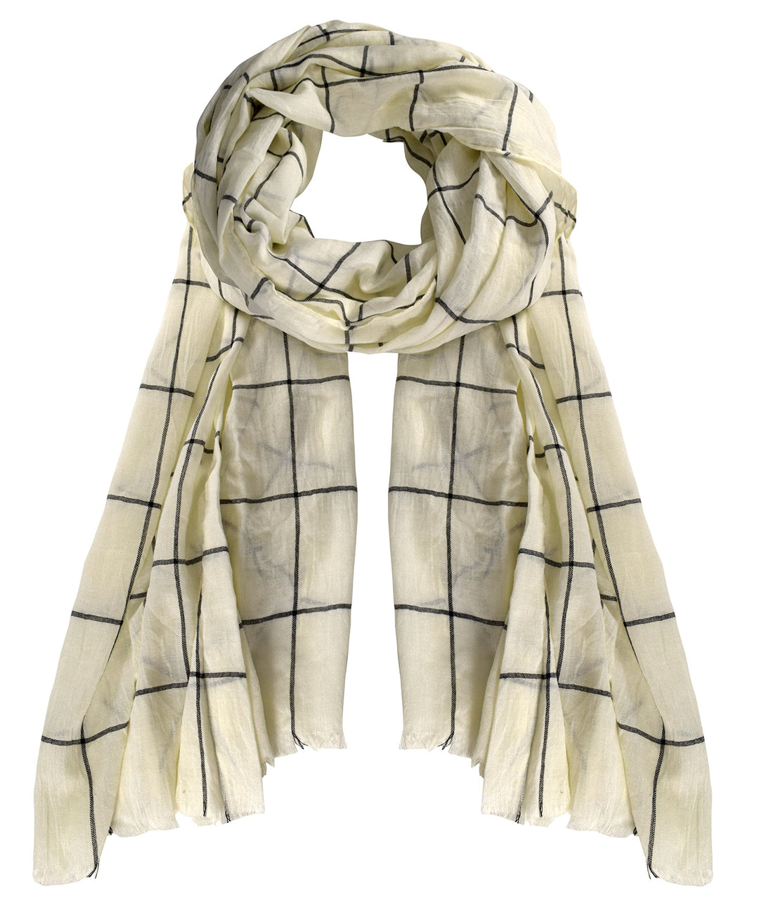 Peach Couture Plaid Stripe Checkered Light Eyelash Fringe Beach Wrap Shawl Scarf Cream