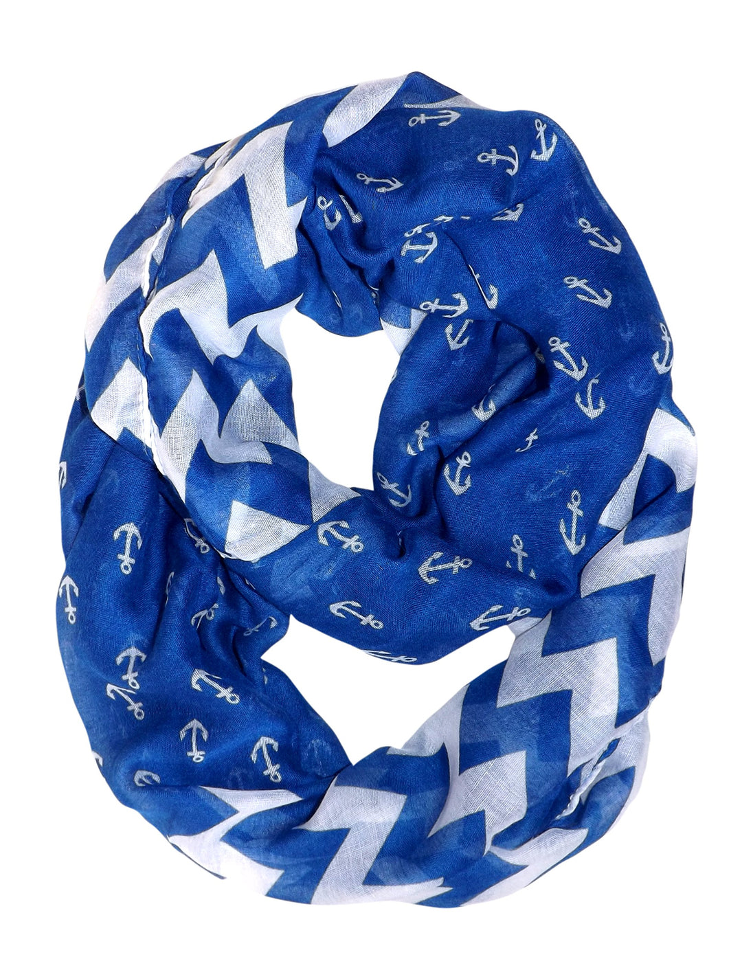Peach Couture All season Infinity Loop Scarves Chevron Anchor Print Blue