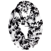 White/Black Peach Couture Trendy Lightweight Animal Print Artsy Elephant Wrap Scarf Shawl