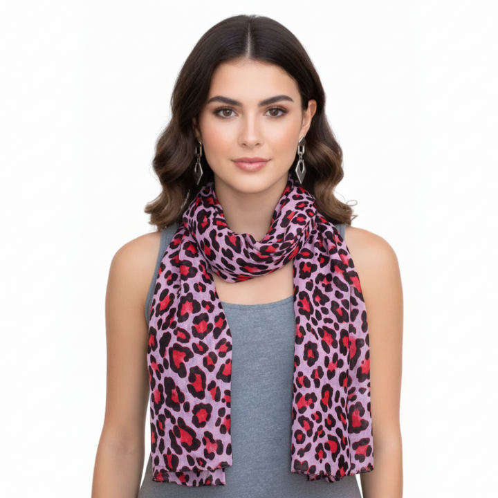 Peach Couture Trendy Women's Leopard Animal Print Crinkle Scarf wrap