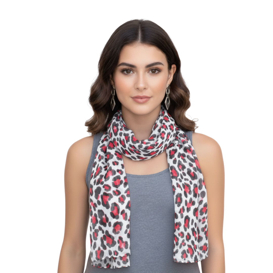 Peach Couture Trendy Women's Leopard Animal Print Crinkle Scarf wrap