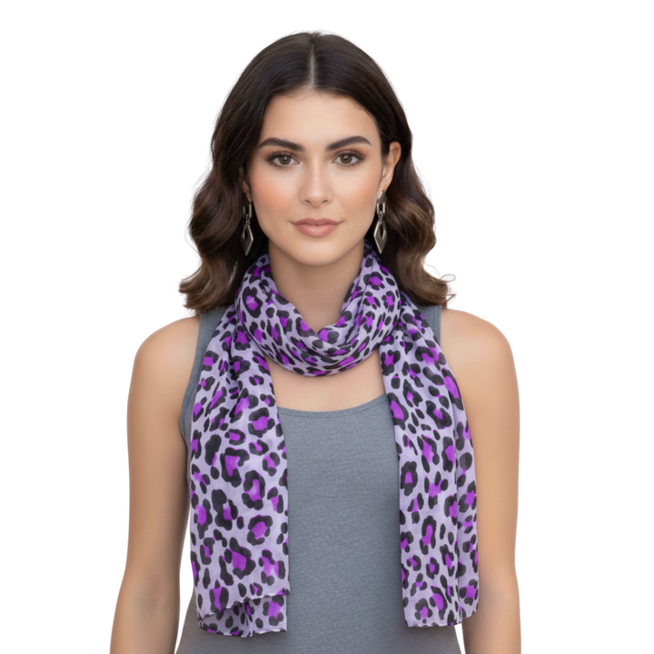 Peach Couture Trendy Women's Leopard Animal Print Crinkle Scarf wrap