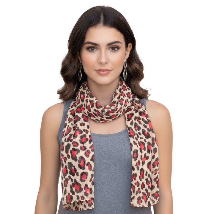 Peach Couture Trendy Women's Leopard Animal Print Crinkle Scarf wrap
