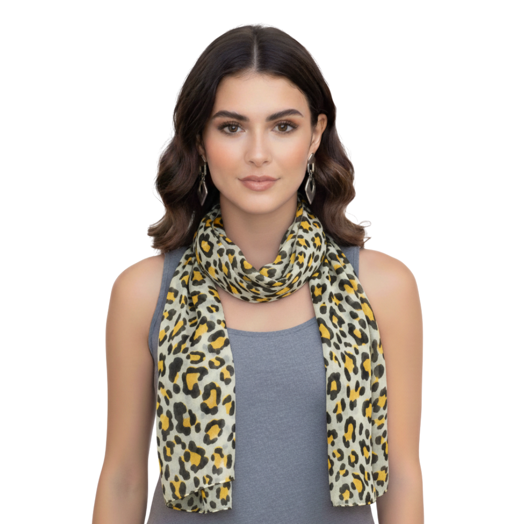 Peach Couture Trendy Women's Leopard Animal Print Crinkle Scarf wrap