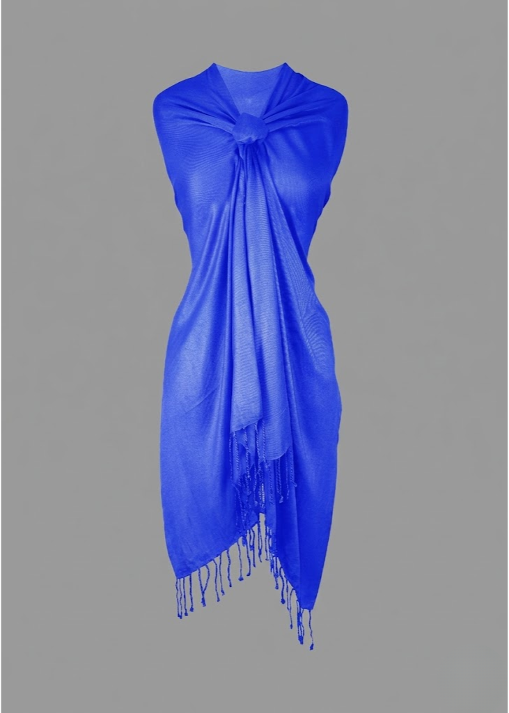 Royal blue pashmina shawl elegant large scarf wrap for wedding and festive occasions