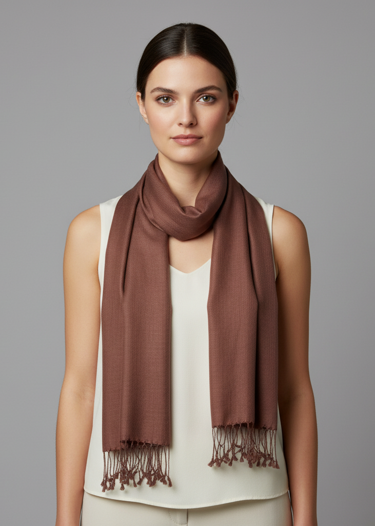 Soft cashmere and silk blend scarf with a delicate fringe edge for elegant layering and warmth
