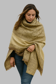 Thick 4 Ply Blanket Scarf Reversible Paisley Pashmina Thick Scarf Wrap Shawl Brown/Tan