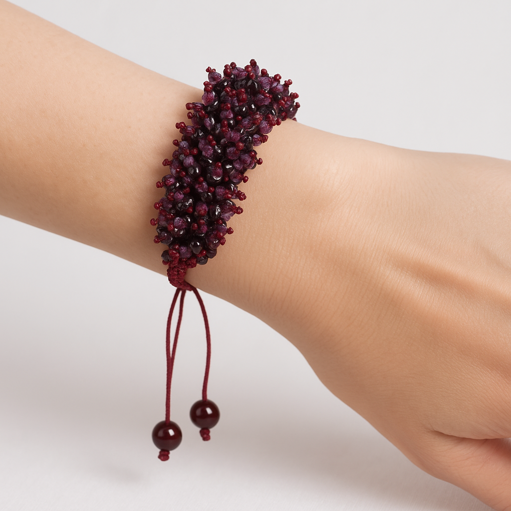 Genuine Garnet-Inspired Cranberry Gemstone Bracelet