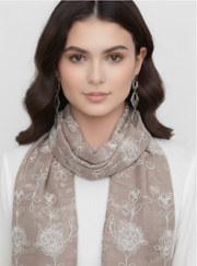 Floral Embroidered Summer Shawl Scarf