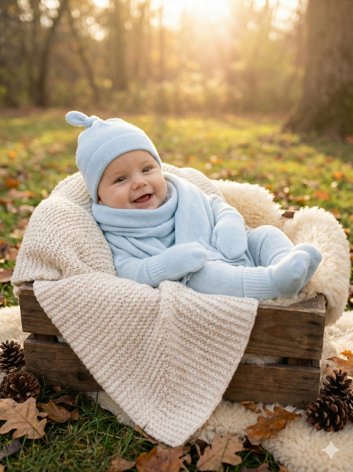 Luxury 100% Cashmere Baby Gift Set – 4-Piece Handmade Winter Accessory Bundle for Infants & Newborns- Pre Order