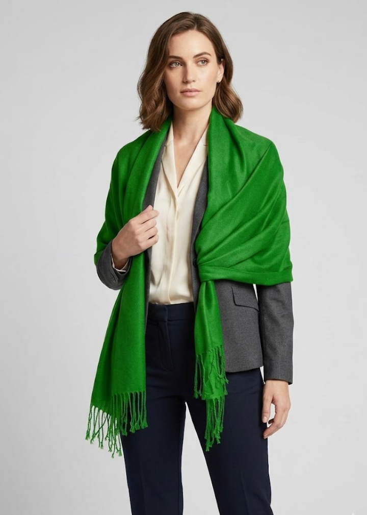 Premium green pashmina scarf for women lightweight shawl wrap