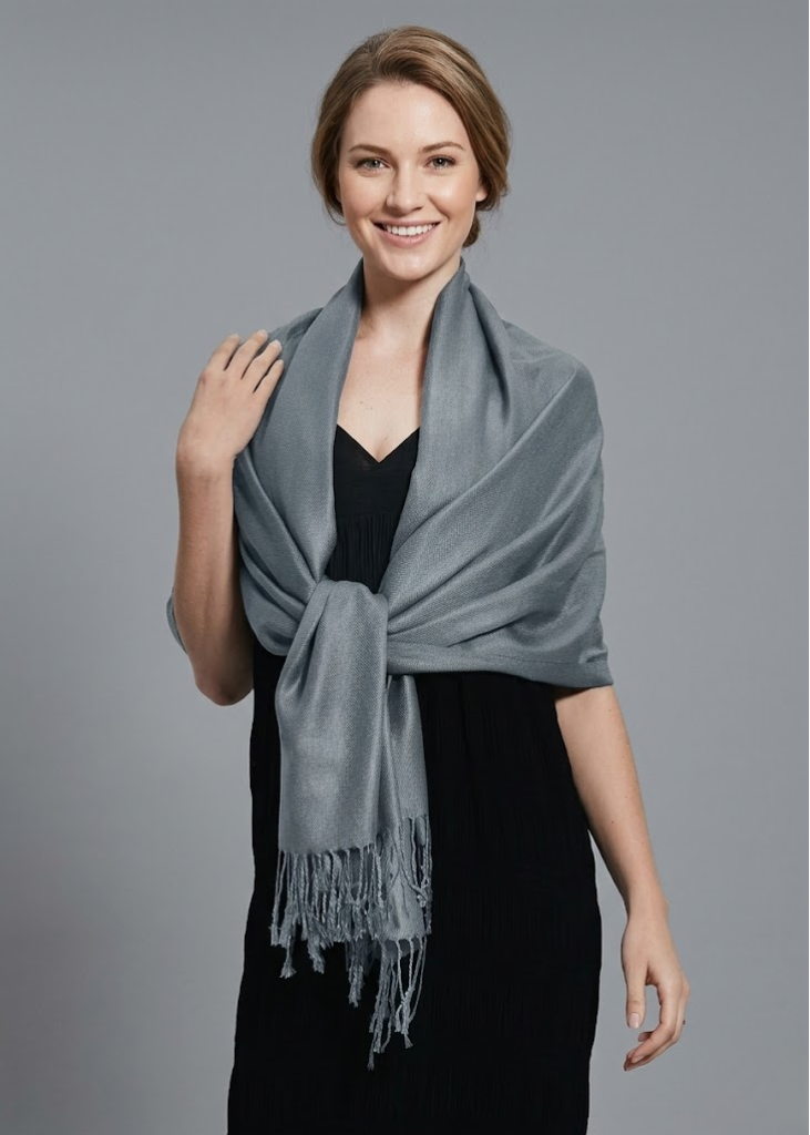 Dark grey pashmina scarf soft elegant wrap for office and daily wear