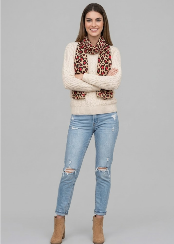 Peach Couture Trendy Women's Leopard Animal Print Crinkle Scarf wrap