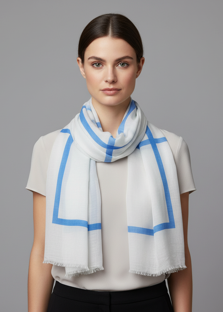 Lightweight cotton blend scarf shawl in a solid color.