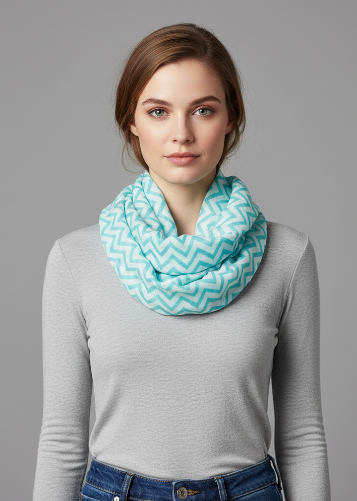 Lightweight soft shawl featuring a printed owl animal pattern in teal and black colors
