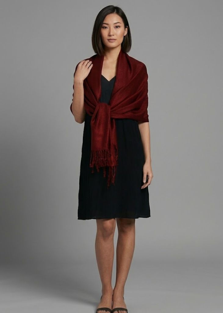 Maroon pashmina scarf for women elegant lightweight shawl wrap for evening events