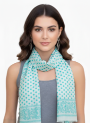 Mint Polka Dot Cotton Blend Scarf